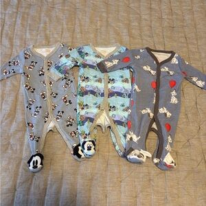 Disney Baby Gray & Blue Mickey and Friends Footed One-Piece Set